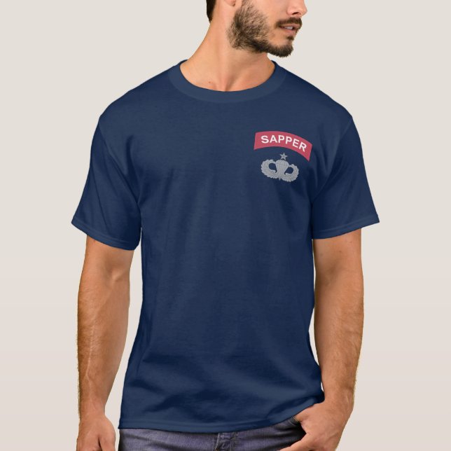 Camiseta T-shirt superiores do Parachutist da aba do Sapper (Frente)