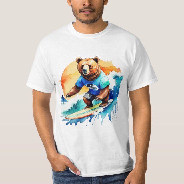 Camiseta T-Shirt surf de urso engraçado (Frente)