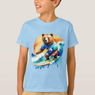 Camiseta T-Shirt surf de urso engraçado