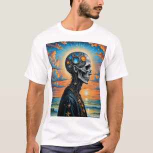 Camiseta T-Shirt Surreal Cosmic Skull - Galáxia Futurística