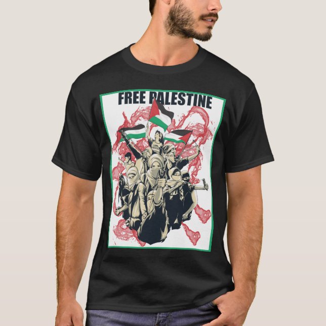 Camiseta T-Shirt T- vestuário árabe palestiniano livre (Frente)
