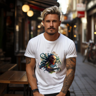 Camiseta T-shirt Tête de Mort avec Tentacules-Racines