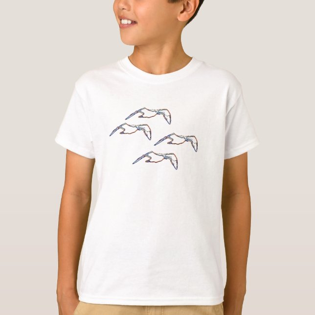 Camiseta T-shirt - Three Neon Seagulls (Frente)