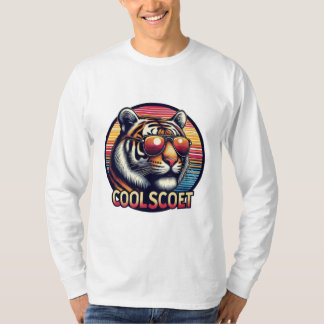 Camiseta T-shirt Tigre Stylé - Look Rétro avec Lunettes de