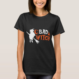 Camiseta T-Shirt Tipografia de Halloween de Bruxa 