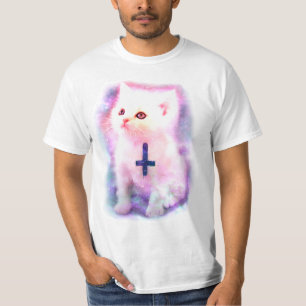 Camiseta T-shirt transversal invertido do gatinho