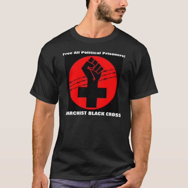 Camiseta t-shirt transversal preto do anarquista (Frente)