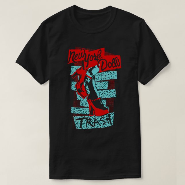 Camiseta T-Shirt TRASH (Vermelho, Azul) de Nova Iorque Doll (Frente do Design)