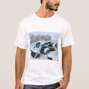 Camiseta T-Shirt - Trator Azul Clássico "Neve" Vintage