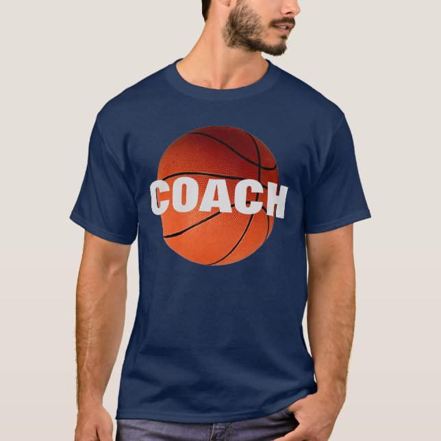 Camiseta T-Shirt Treinador de Basquete - Cor Azul-Marinho (Frente)