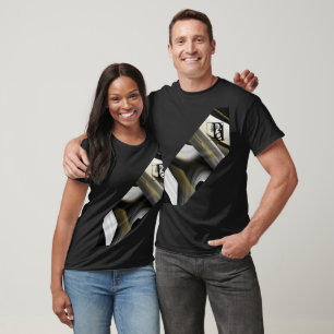 Camiseta T-Shirt Trend Abstrato Art Black White Dourado