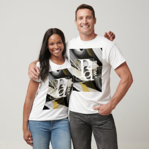 Camiseta T-Shirt Trend Abstrato Art Black White Dourado