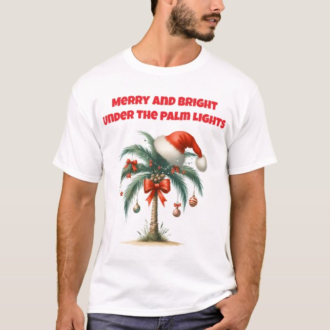 Camiseta T-Shirt-Tropical Christmas Family T Shirt (Frente)