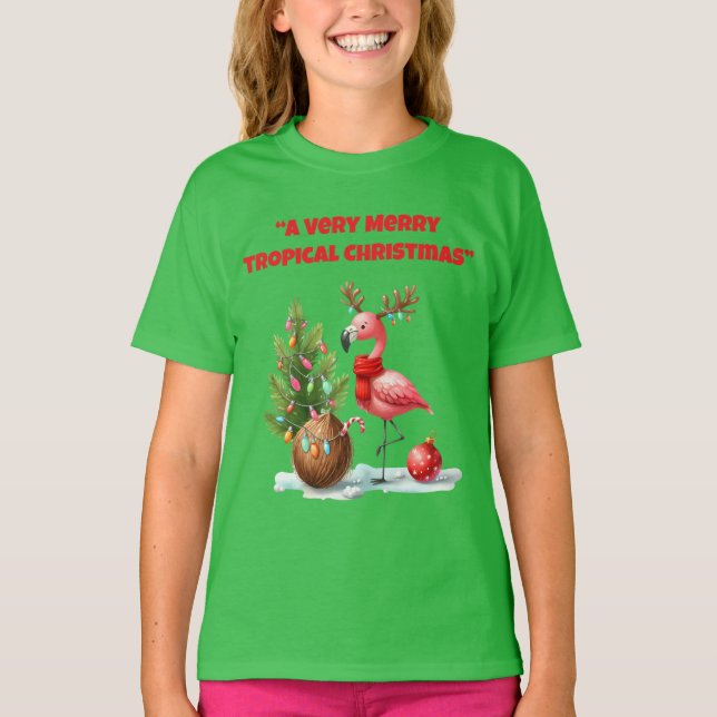 Camiseta T-Shirt -Tropical Christmas Family T Shirt (Frente)