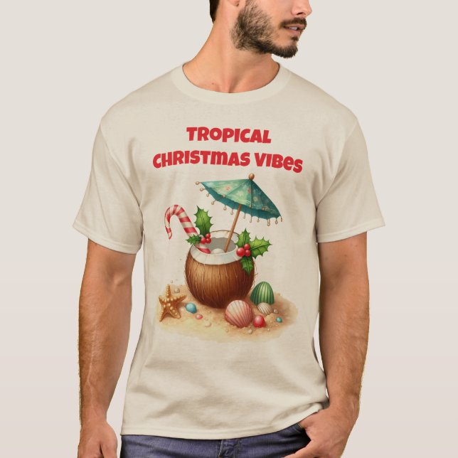 Camiseta T-Shirt-Tropical Christmas Family T Shirt (Frente)