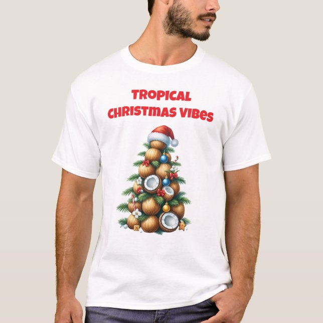 Camiseta T-Shirt-Tropical Christmas Family T-Shirts (Frente)