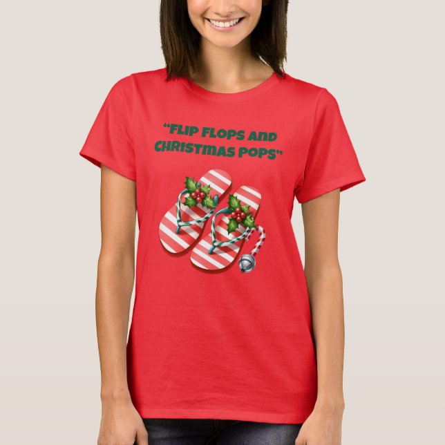 Camiseta T-Shirt-Tropical Christmas Family T Shirts (Frente)