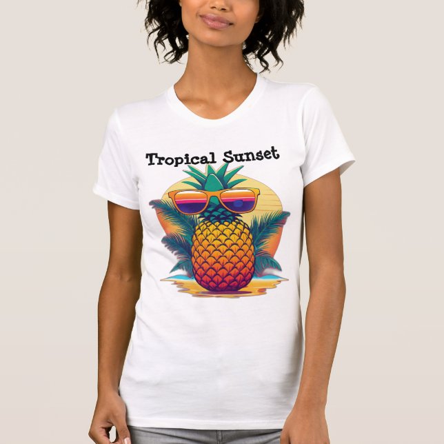 Camiseta T-Shirt Tropical de Ananás Sunset (Frente)