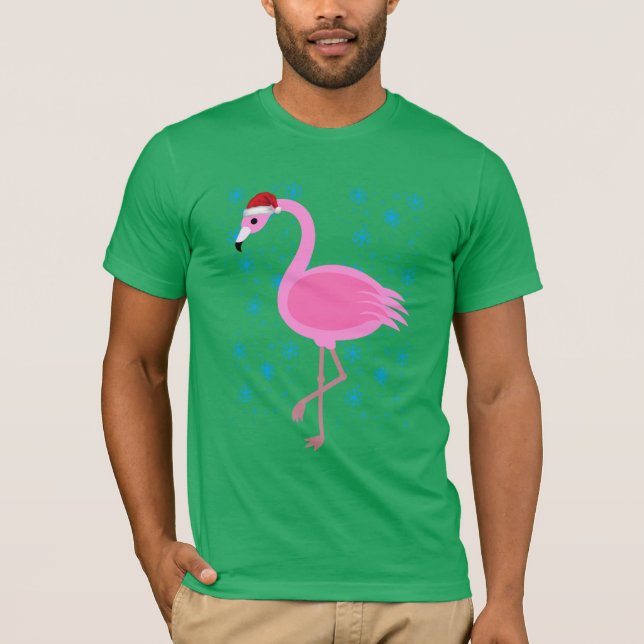 Camiseta T-shirt tropical de Papai Noel do flamingo do (Frente)
