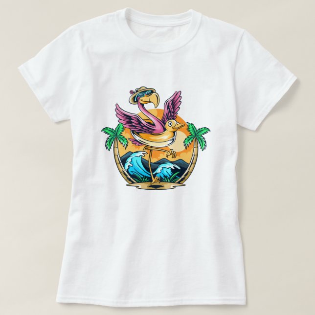 Camiseta T-Shirt Tropical de Praia Funny (Frente do Design)