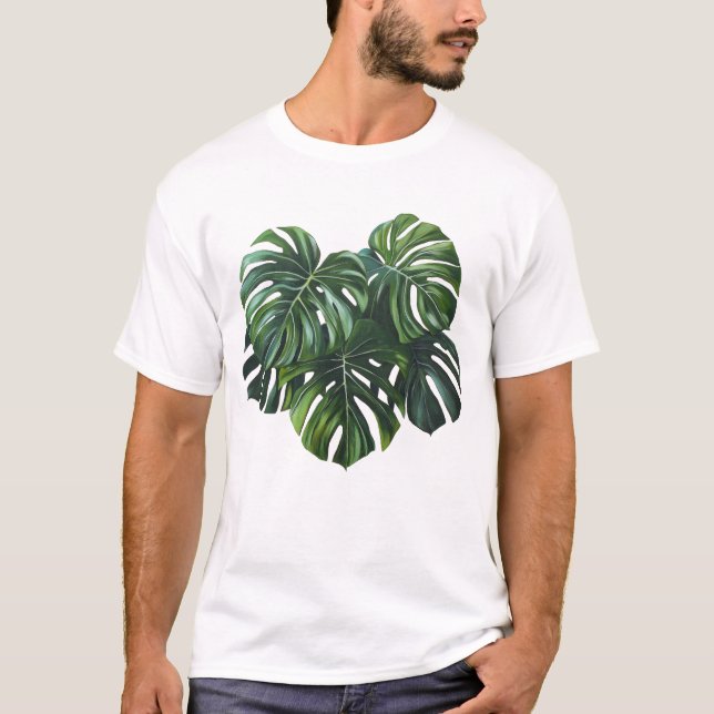 Camiseta T-Shirt Tropical Monstera Foliage (Frente)