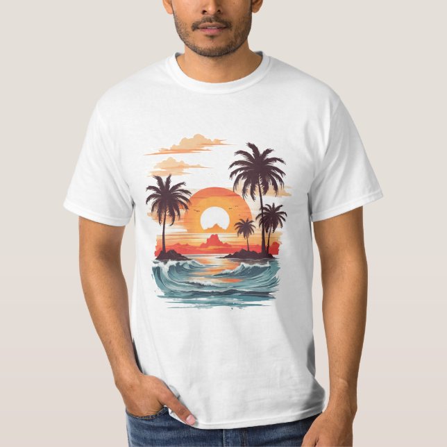 Camiseta T-Shirt Tropical Sunset Summer Beach da Flórida (Frente)