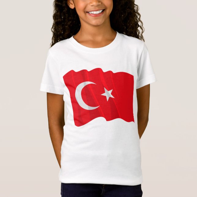 Camiseta T-shirt turco das meninas da bandeira (Frente)