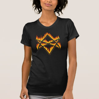 Camiseta T-shirt Unicursal flamejante do Hexagram
