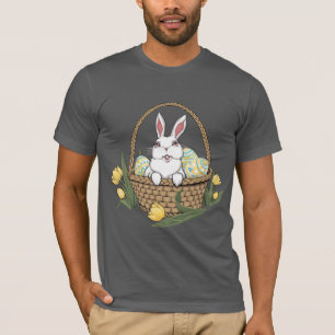 Camiseta T-shirt unisex da cesta do coelhinho da Páscoa da