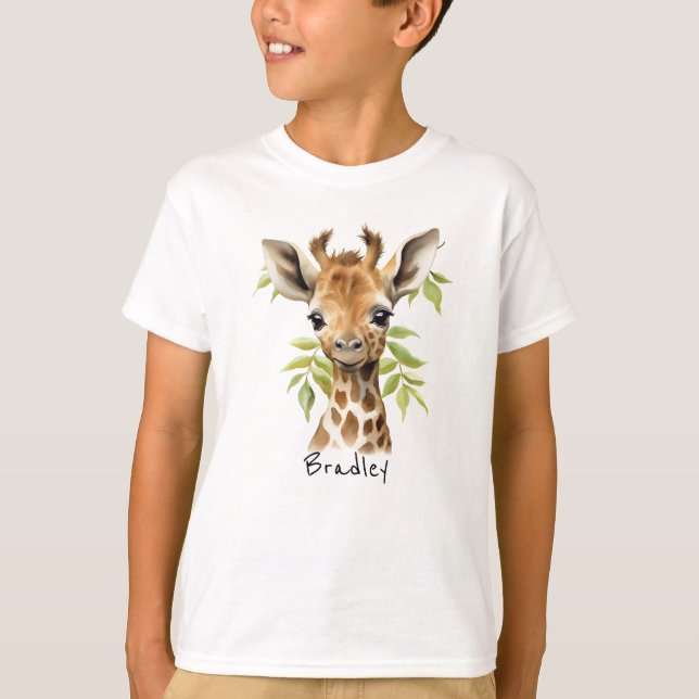 Camiseta T-Shirt Unisex Giraffe Personalizado para Crianças (Frente)