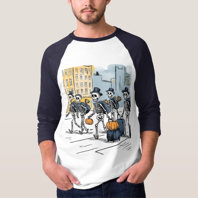 Camiseta T-Shirt Unisex para Roupa de esqueleto de Hallowee (Frente)