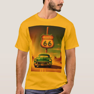 Camiseta T-shirt unisexe, couleur, imprimé ROUTE 66