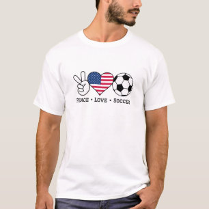 Camiseta T-Shirt USA, Futebol de Paz e Amor