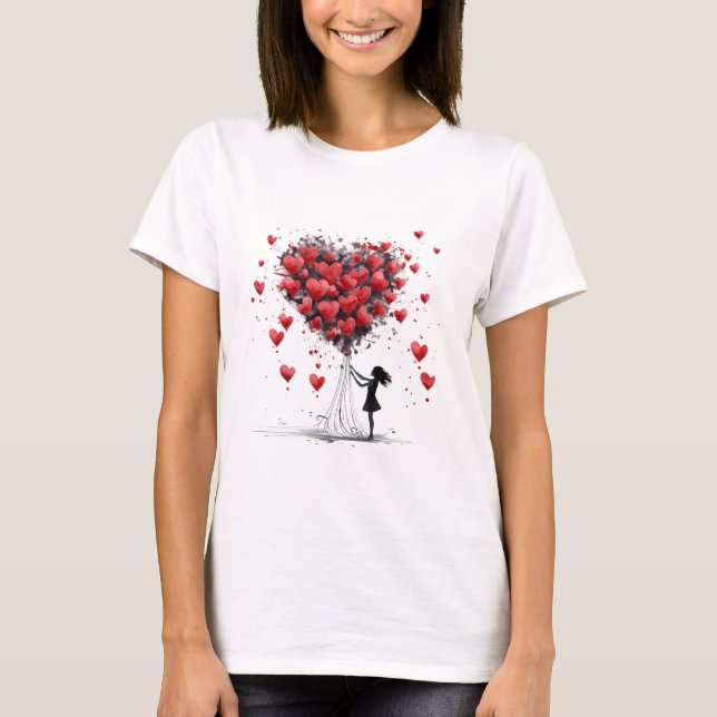 Camiseta T-shirt Valentines Day Hearts (Frente)