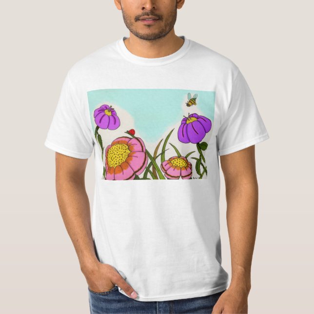 Camiseta T-Shirt Valor das Médias da Flor (Frente)