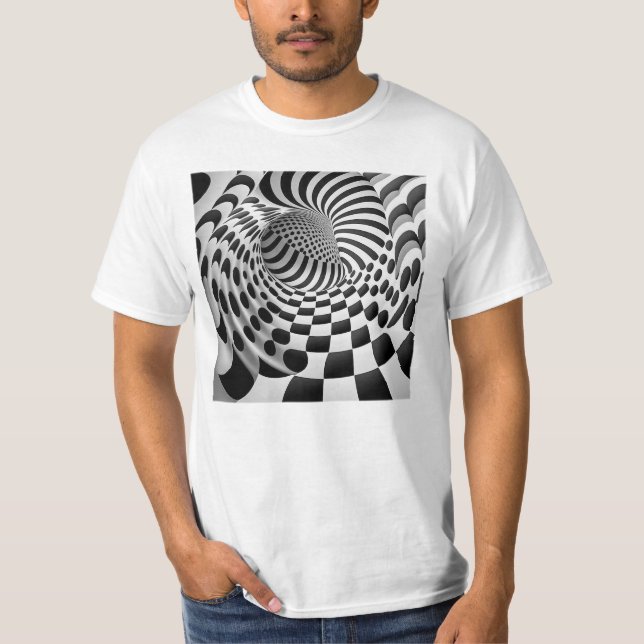 Camiseta T-Shirt Valor Masculino do Túnel de Arte Op (Frente)