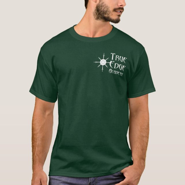 Camiseta T-shirt verdadeiro do verde da academia da borda (Frente)