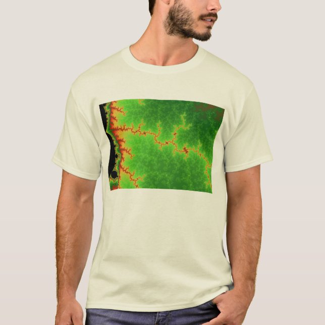 Camiseta T-shirt verde da falha na linha (Frente)