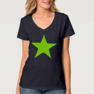 Camiseta T-shirt verde de néon do design da estrela