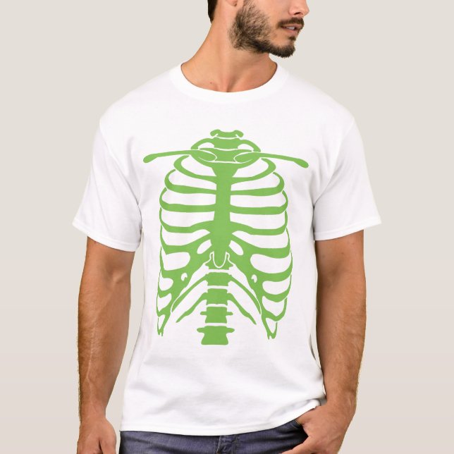 Camiseta t-shirt verde de néon do ribcage (Frente)