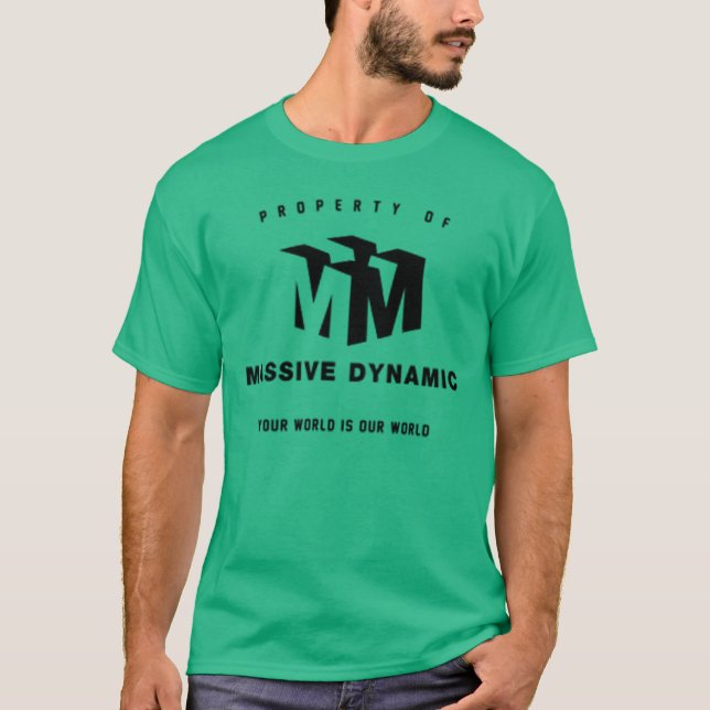 Camiseta T-shirt verde dinâmico maciço (Frente)