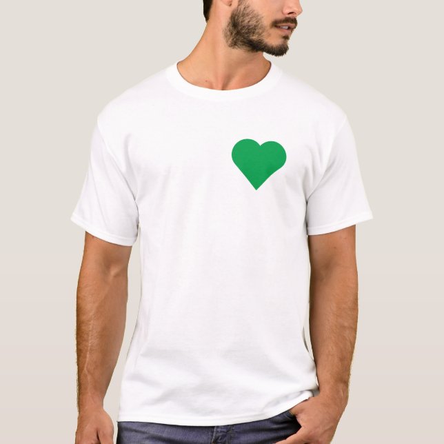 Camiseta T-shirt verde do coração (Frente)