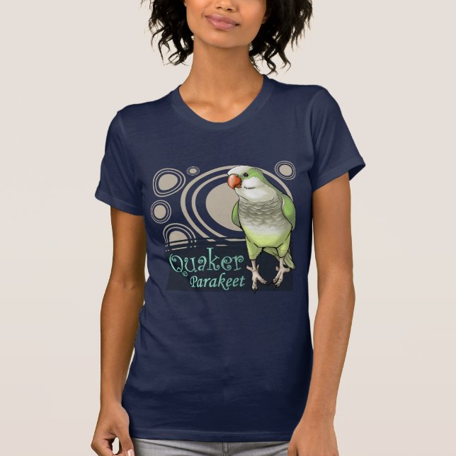 Camiseta T-shirt verde do Parakeet do quacre (Frente)