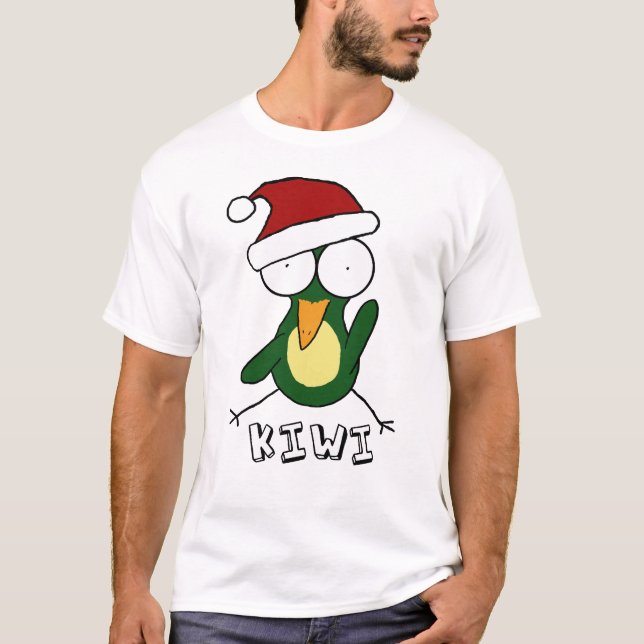 Camiseta T-shirt verde do quivi do papai noel (Frente)