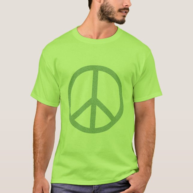 Camiseta T-shirt verde do símbolo de paz (Frente)