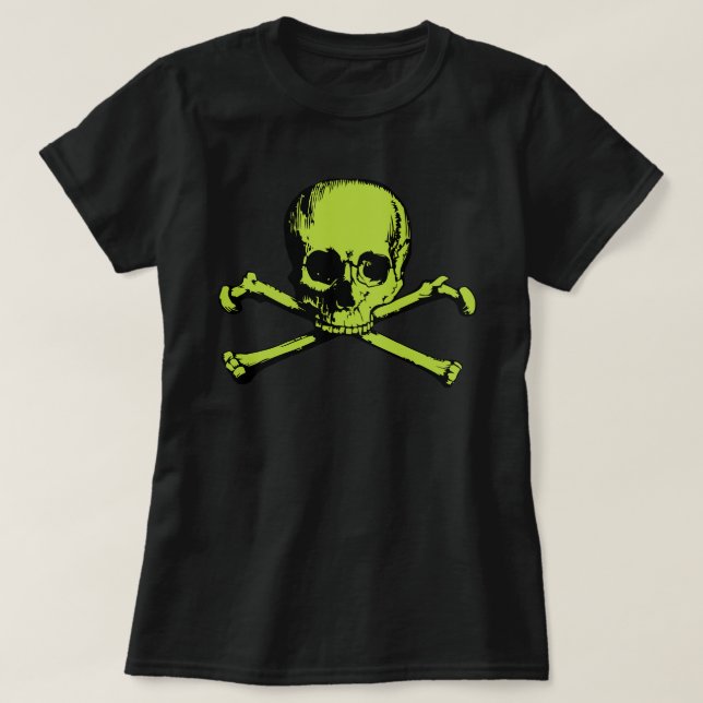 Camiseta T-Shirt Verde E Crossbones (Frente do Design)