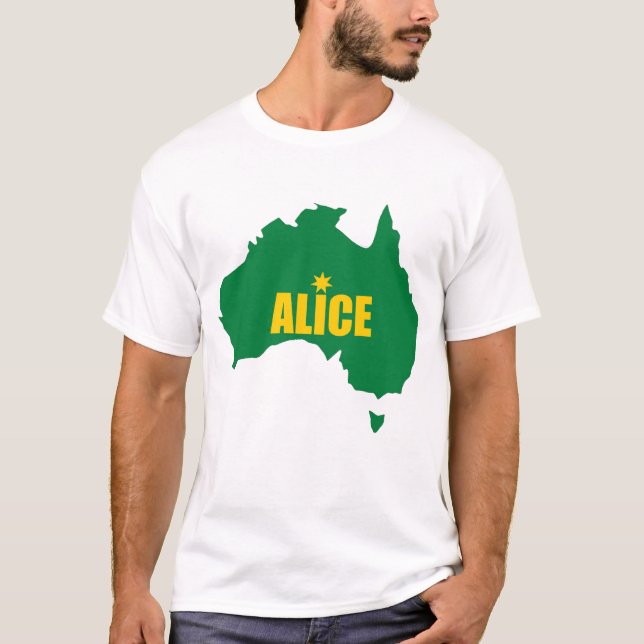 Camiseta T-shirt verde e Dourado de Alice Springs do mapa (Frente)