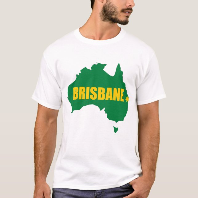 Camiseta T-shirt verde e Dourado de Brisbane do mapa (Frente)