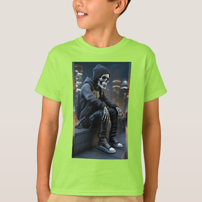 Camiseta T-Shirt verde limão para Meninos" (Frente)