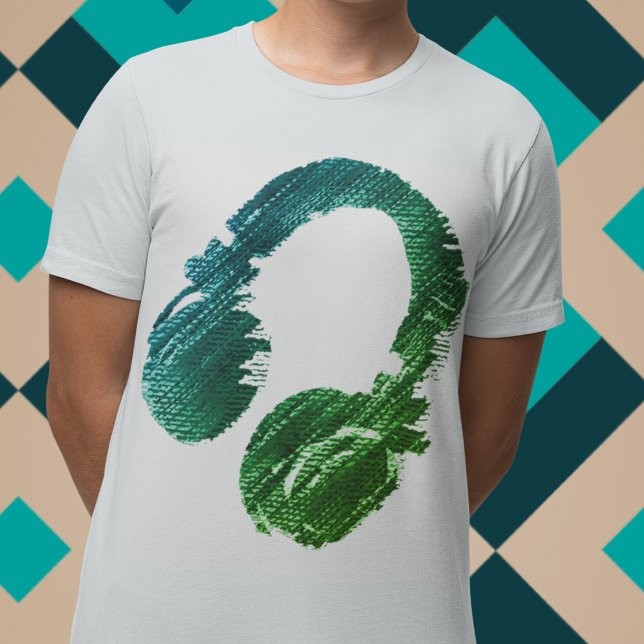 Camiseta t-shirt verde para auscultadores gráficos para o d (Criador carregado)